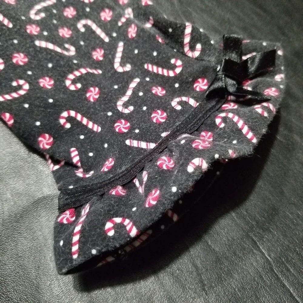 2 piece black long sleeve & candy cane ruffle leggings Christmas outfit 12 mo